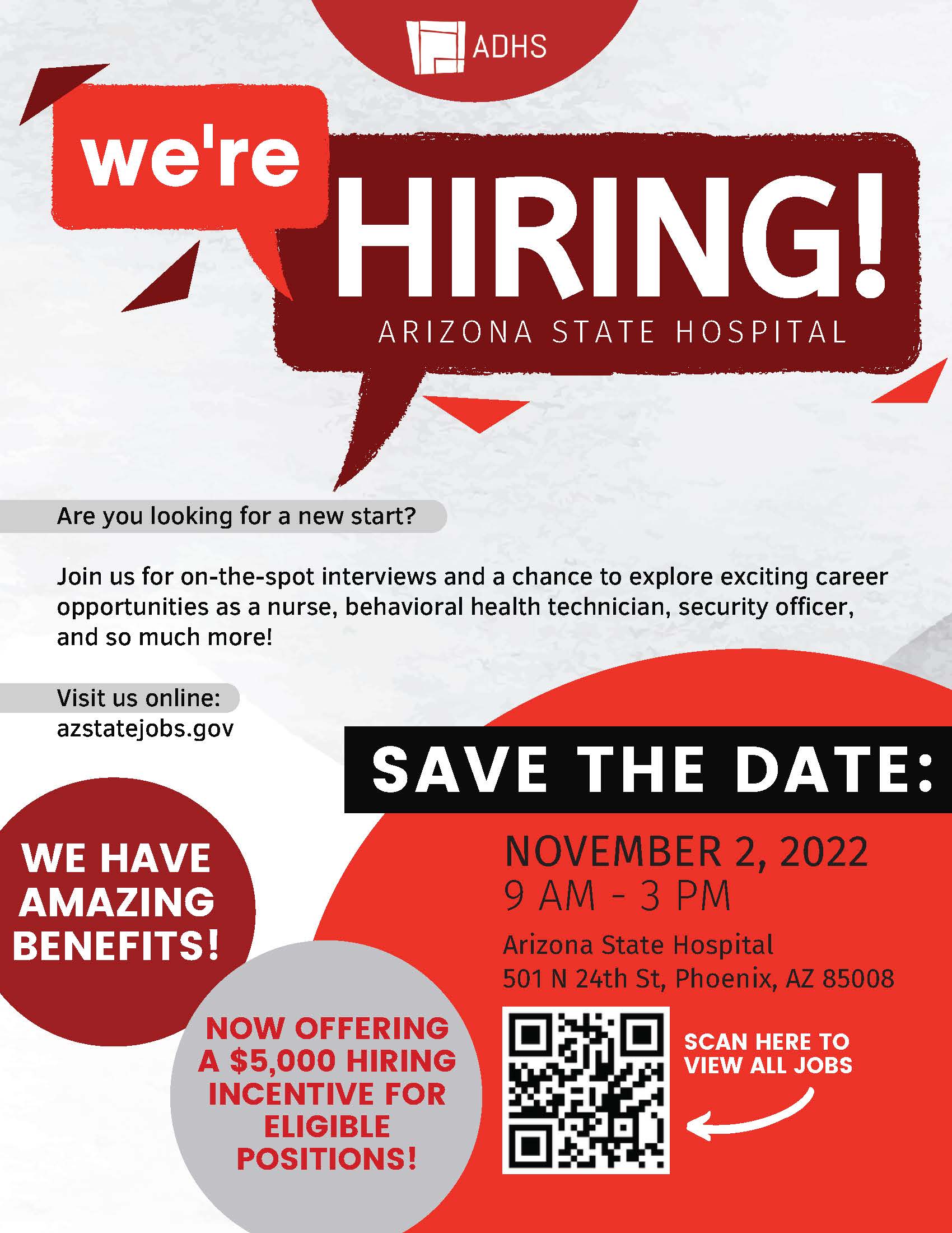 Arizona State Hospital Hiring event 11-2-2022