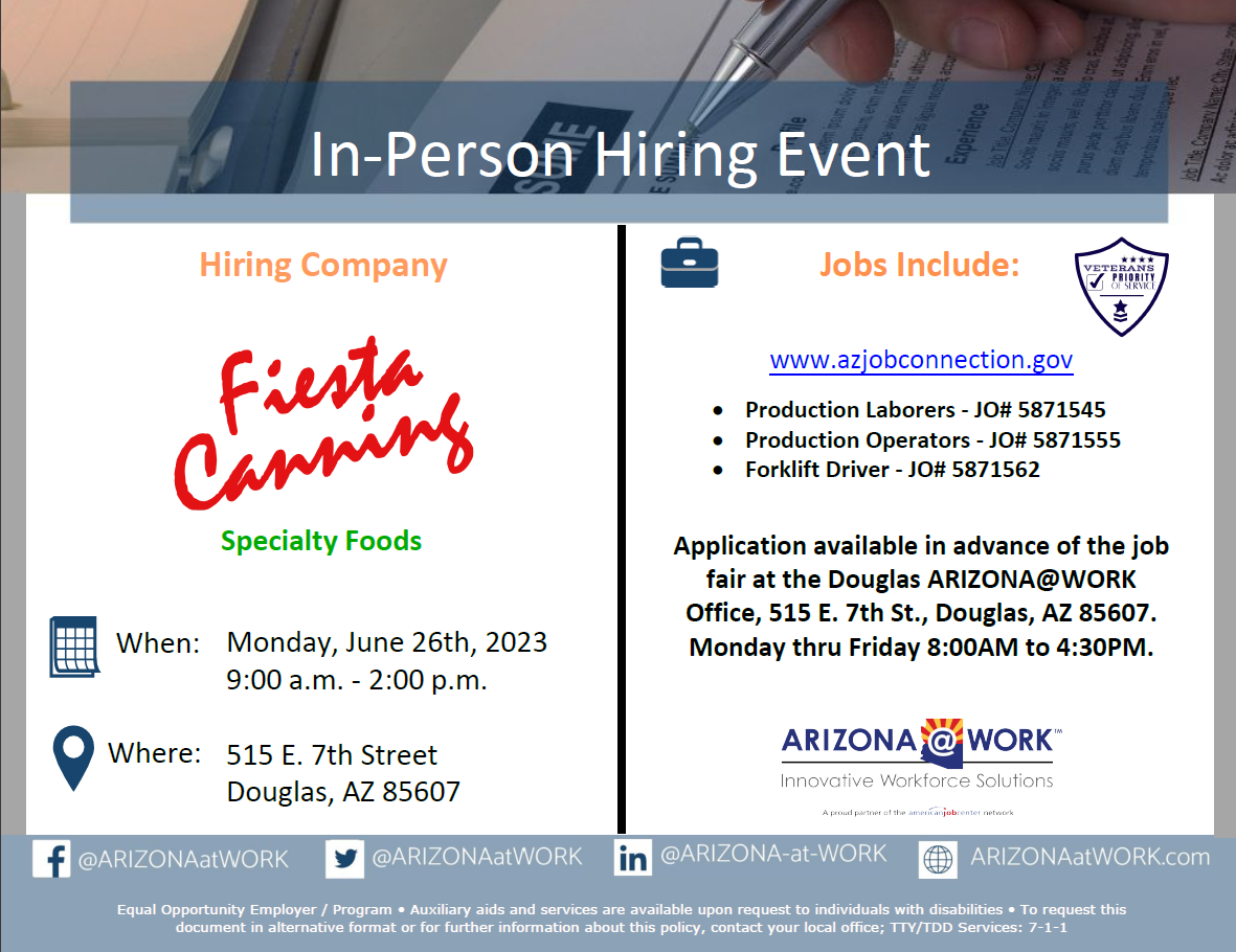 Fiesta Canning Hiring Event - June 26, 2023
