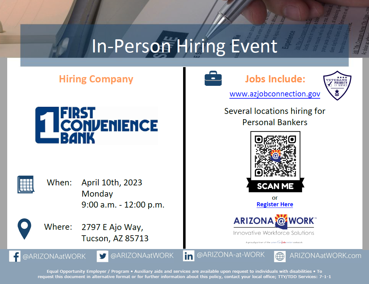 First Convenience Bank - Hiring Event  April 10th, 2023