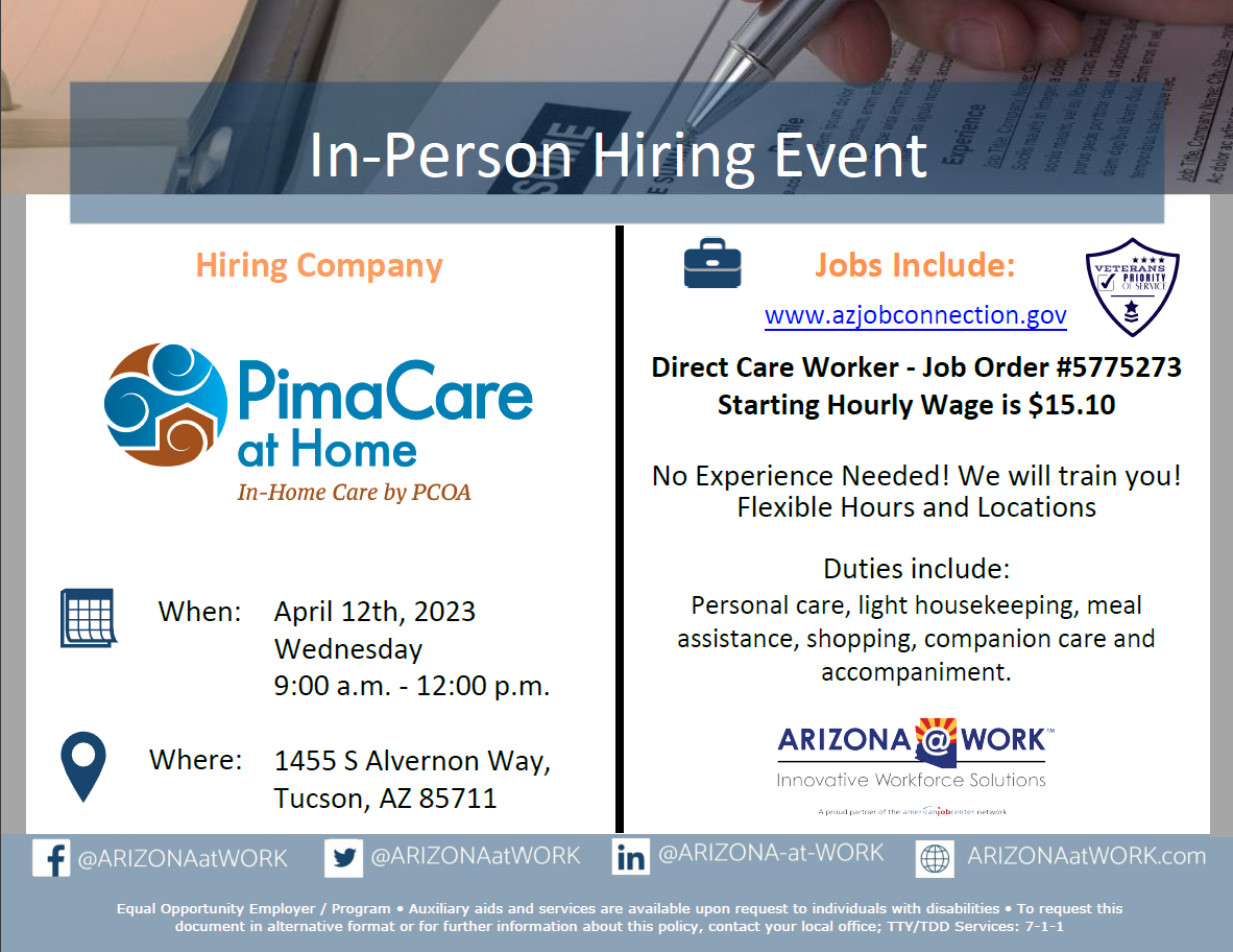PimaCare at Home Hiring Event - April 12, 2023