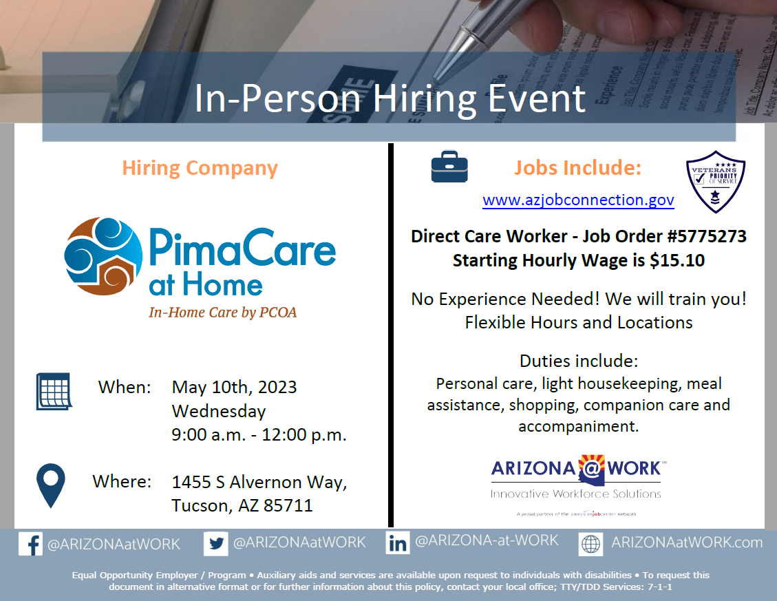 PimaCare at Home Hiring Event - May 10, 2023