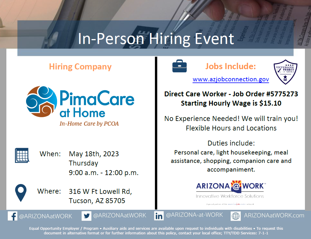Pima Care at Home - Hiring Event - May 18, 2023