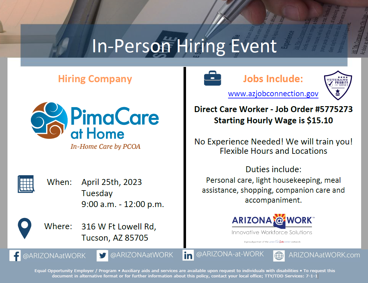 PIMACARE AT HOME - HIRING EVENT - April 25, 2023