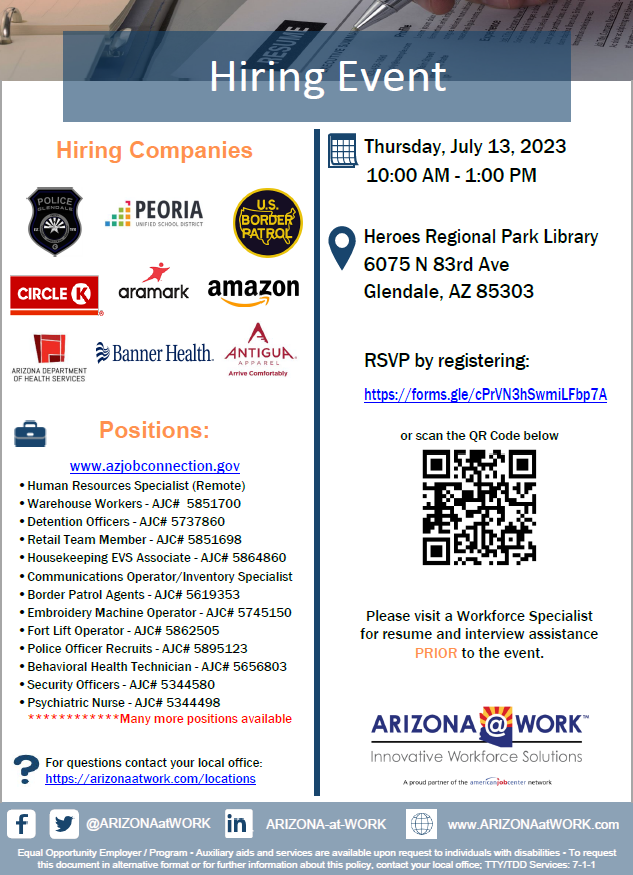 In-Person Hiring Event, July 13, 2023