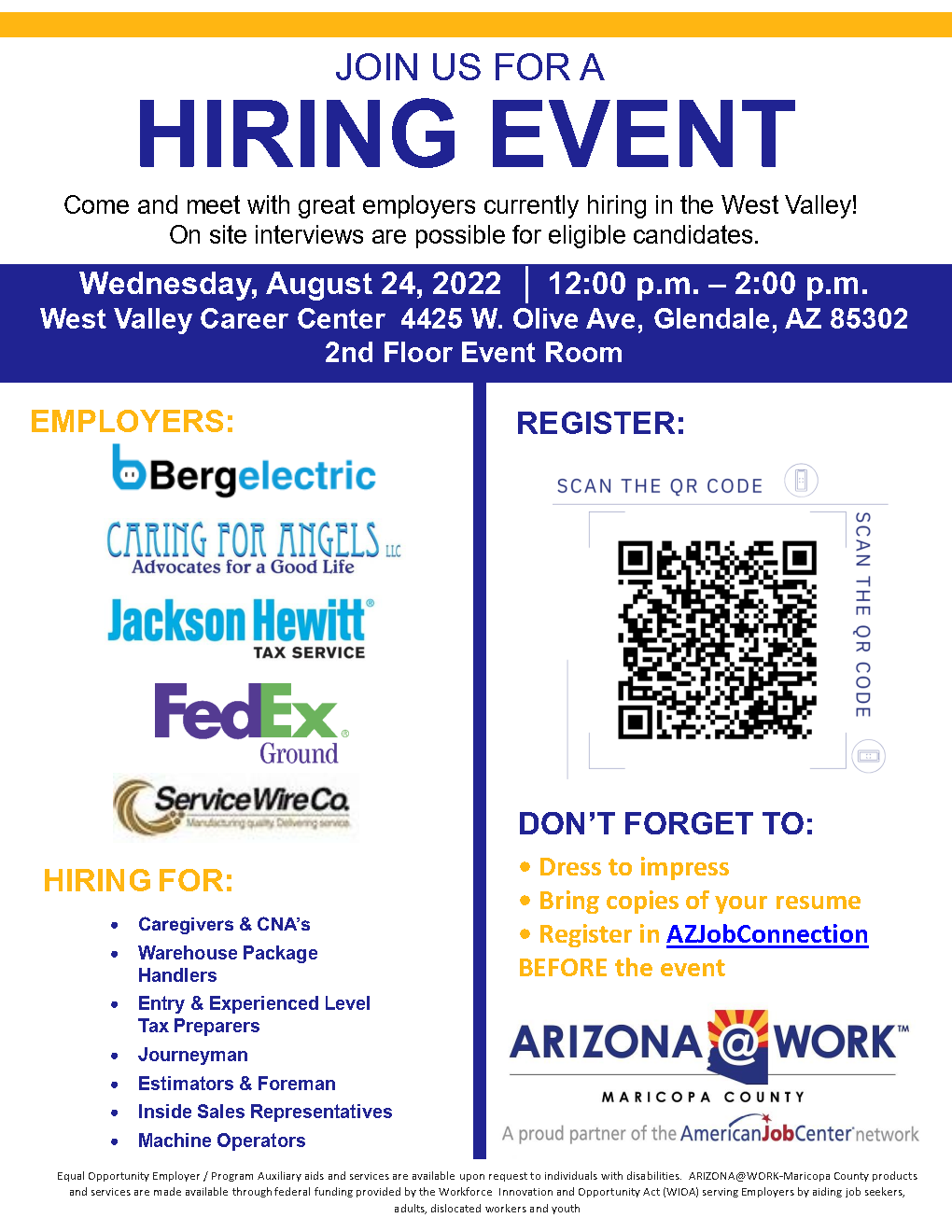 West Valley Hiring Event 08.24.2022