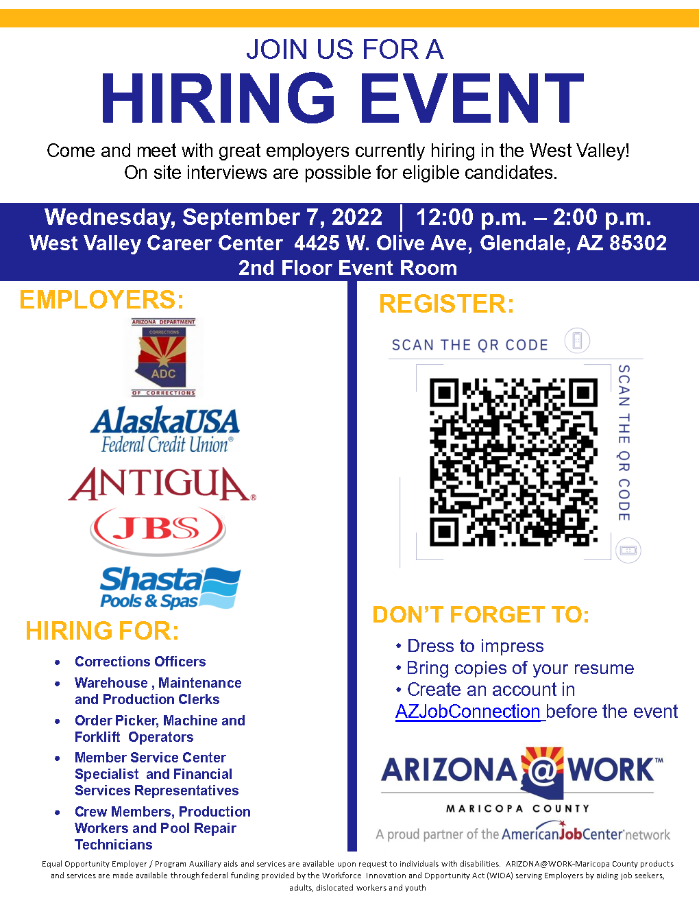 West Valley Hiring Event 09.07.2022