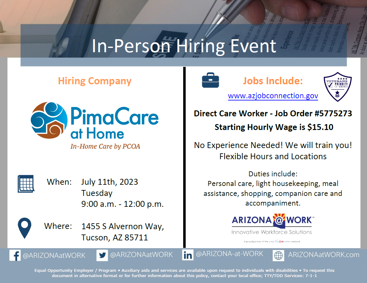 PimaCare at Home - Hiring Event - July 11, 2023
