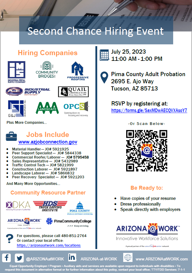 Second Chance Hiring Event - July 25, 2023