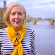 woman wearing a striped blouse